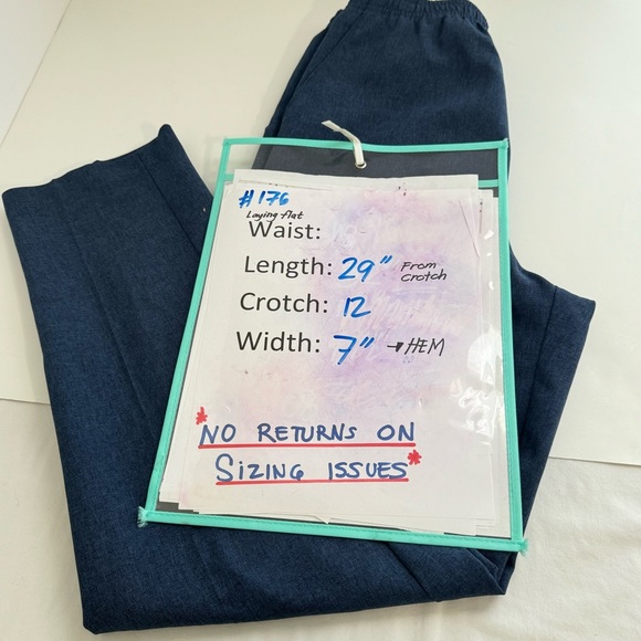 Lightweight blue and blackvery soft feel polyester trousers. W176 - Picture 9 of 9